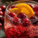 thanksgiving cranberry spritzer holiday drink in a glass