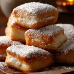 Delicious vanilla French beignets dusted with powdered sugar