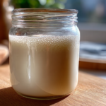 homemade yakult probiotic drink recipe in a glass jar