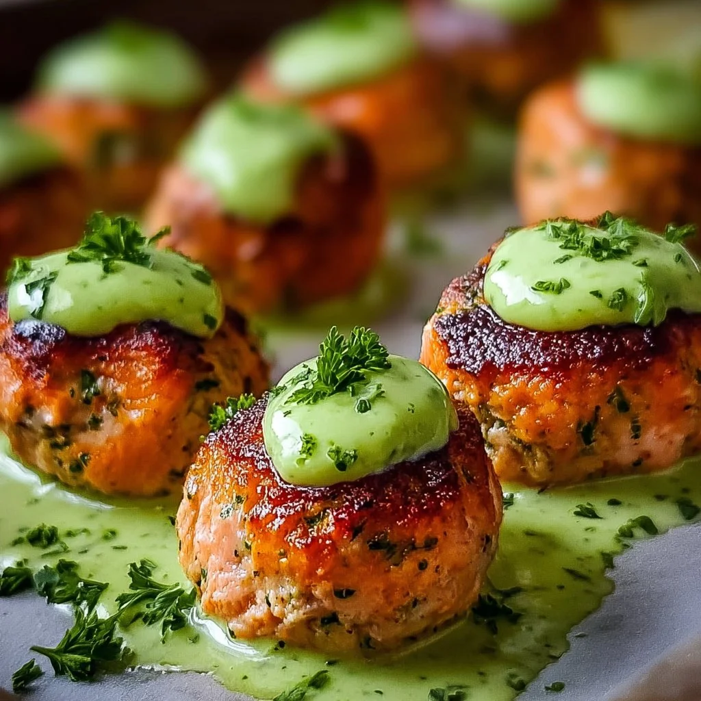 Baked Salmon Meatballs with Creamy Avocado Sauce