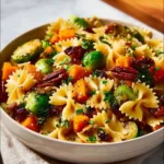 Butternut Squash Pasta Salad with Brussels Sprouts in a bowl