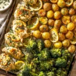 Lemon Garlic Chicken dish garnished with fresh herbs and lemon slices