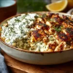 Delicious chicken tzatziki casserole served in a baking dish