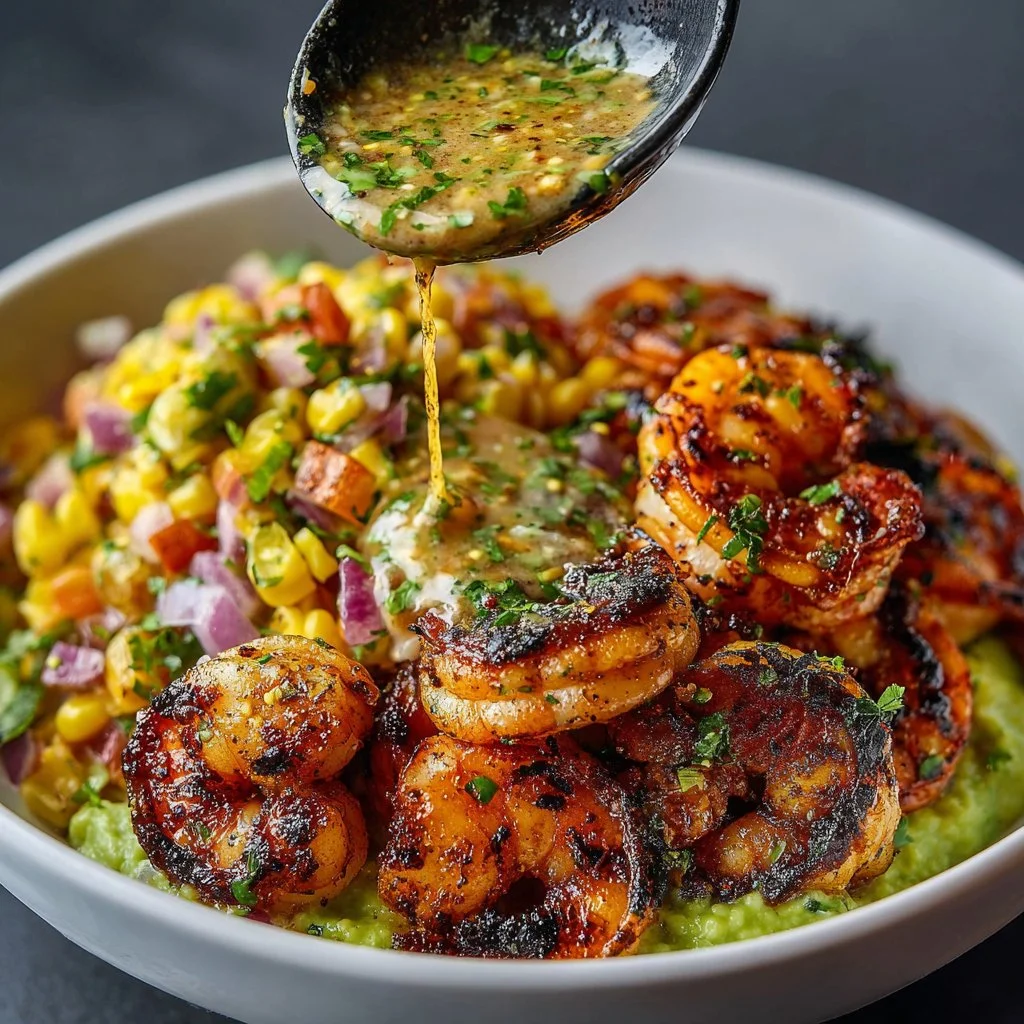 Grilled Shrimp Bowl with Avocado & Corn Salsa
