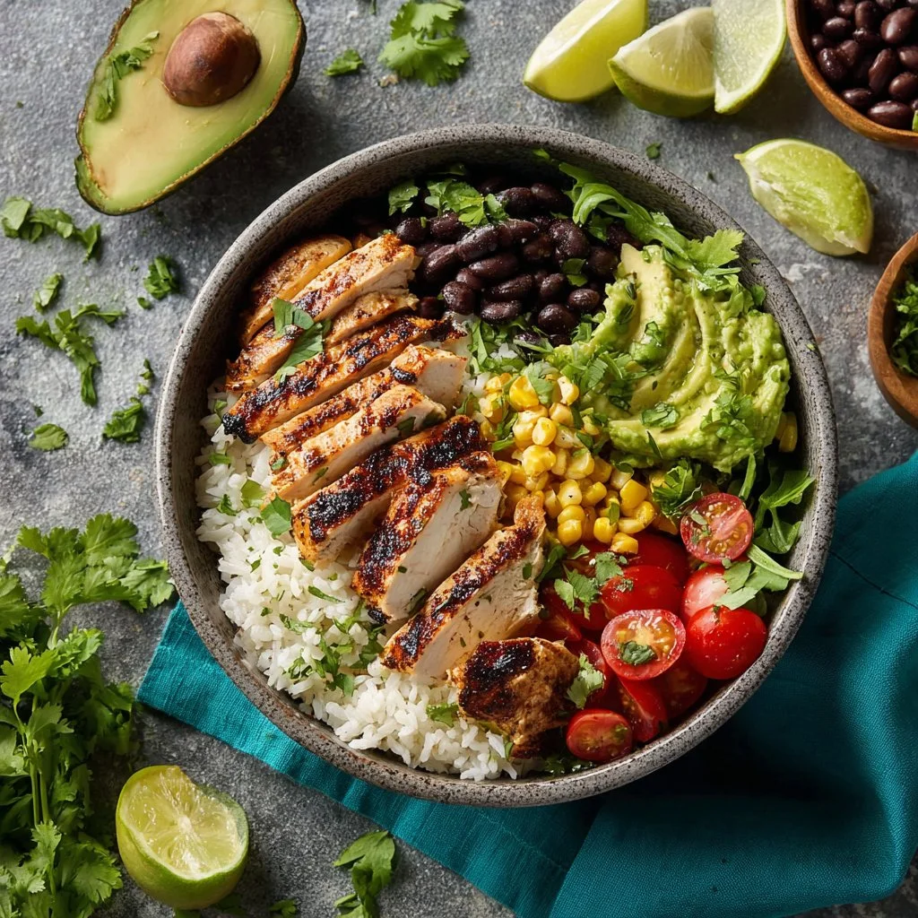 High Protein Chicken Burrito Bowl