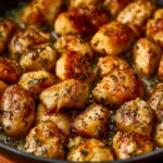 Garlic Butter Chicken Bites 5 Delicious garlic butter chicken bites served on a plate with herbs