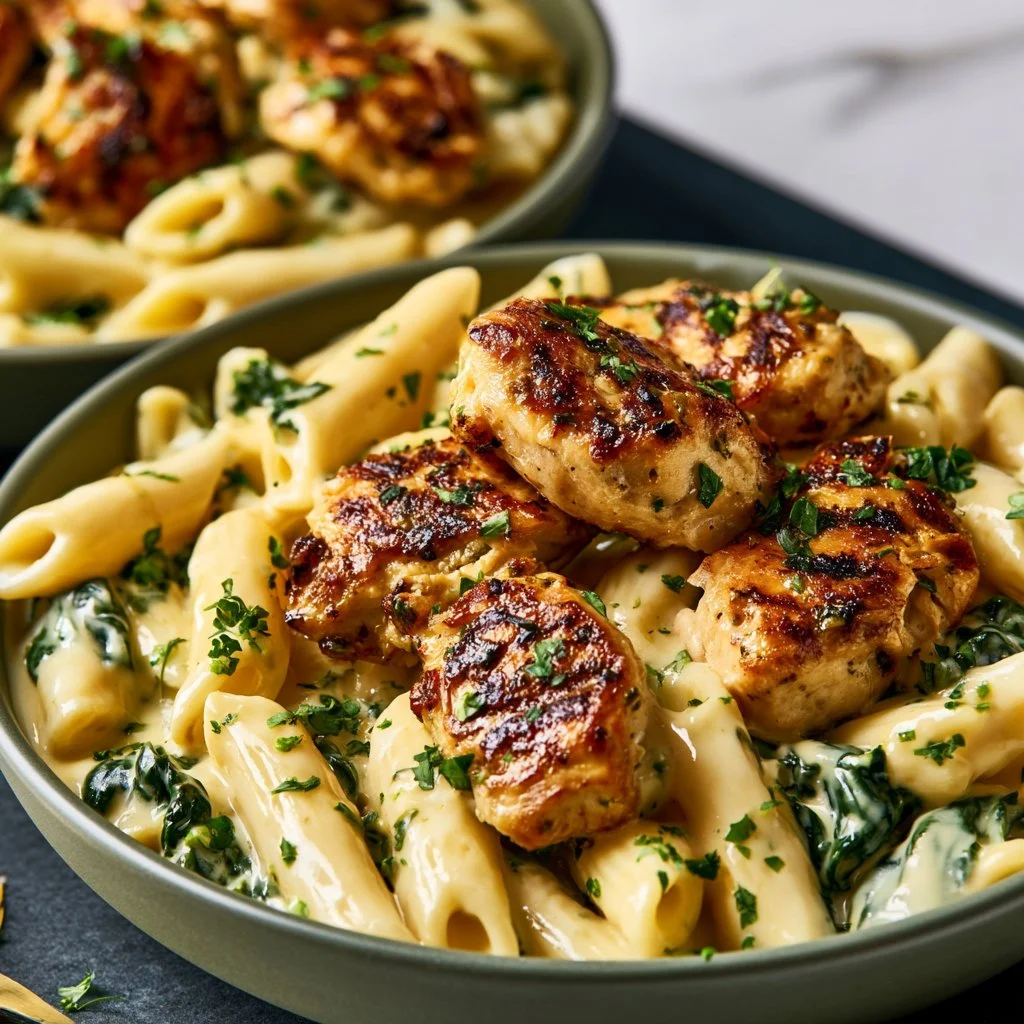 GARLIC PARM CHICKEN PASTA – HEALTHY & PROTEIN PACKED!