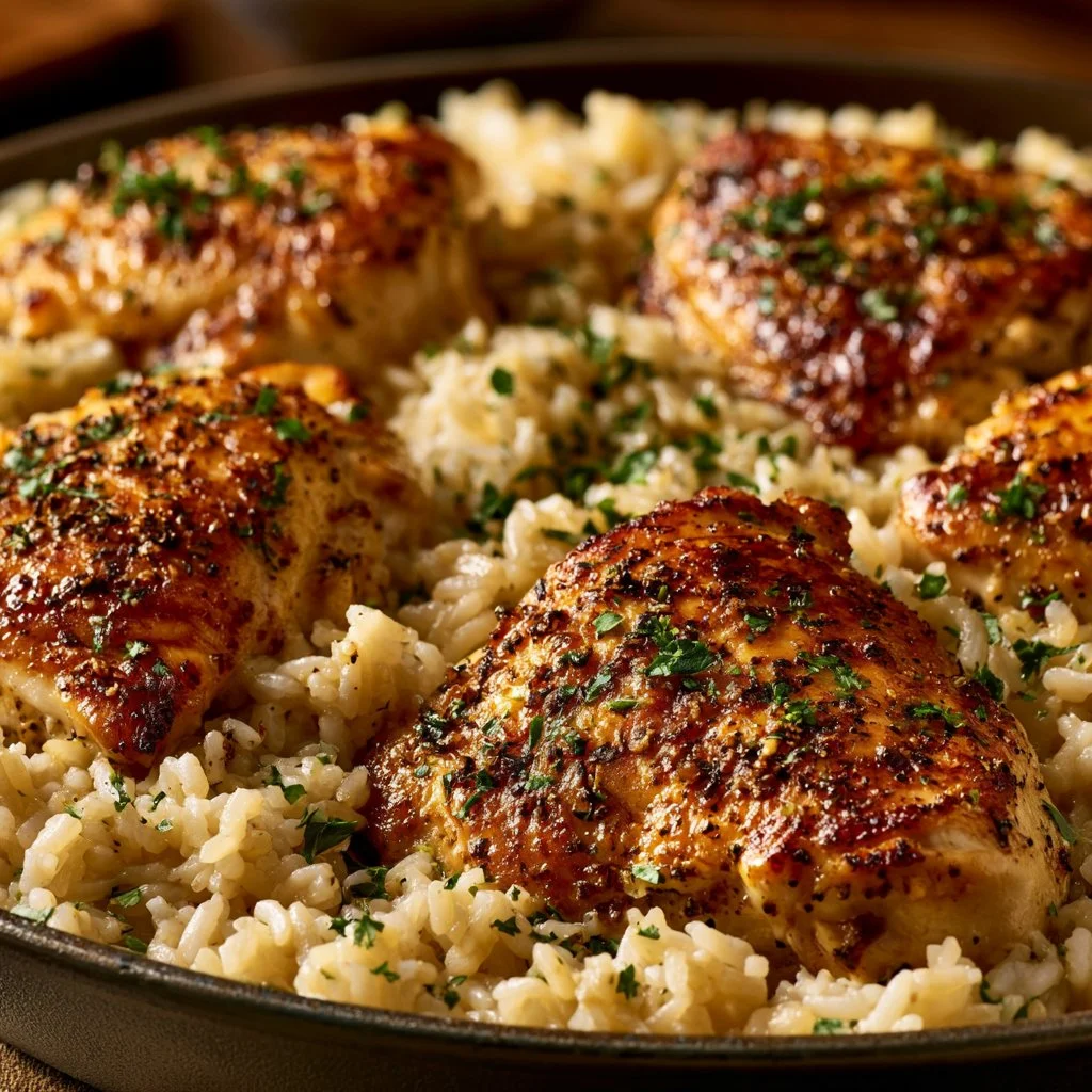Heavenly Garlic Parmesan Chicken and Rice