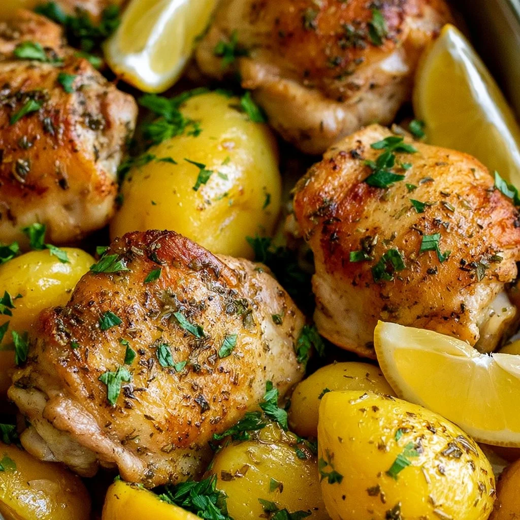 GREEK CHICKEN and Potatoes an easy one pan meal