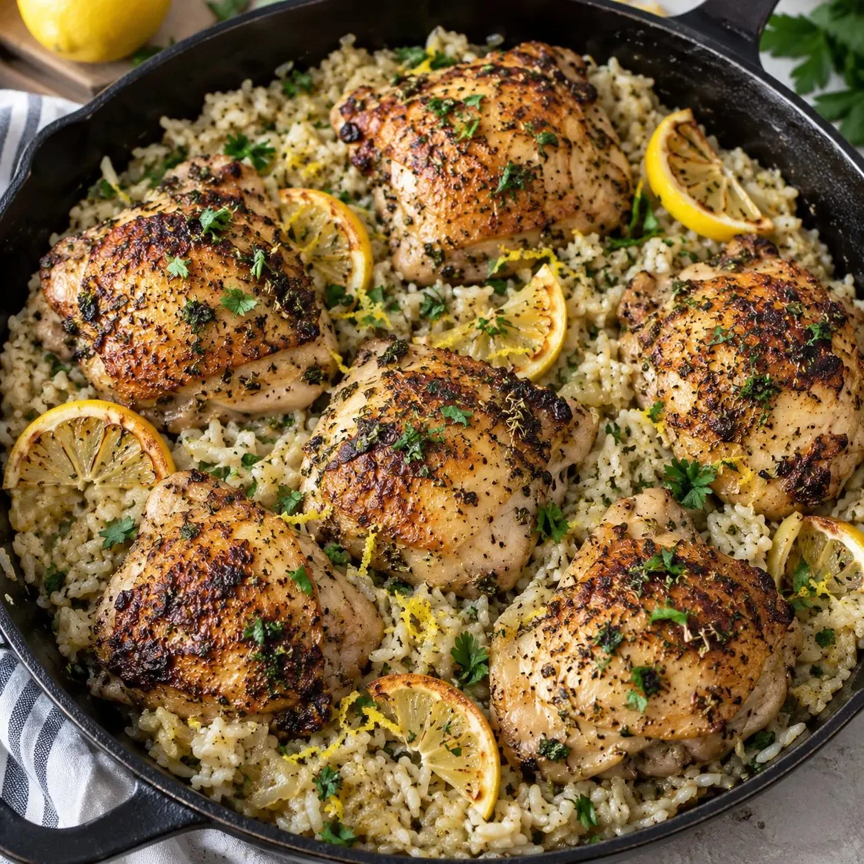 One Pan Greek Lemon Chicken and Rice