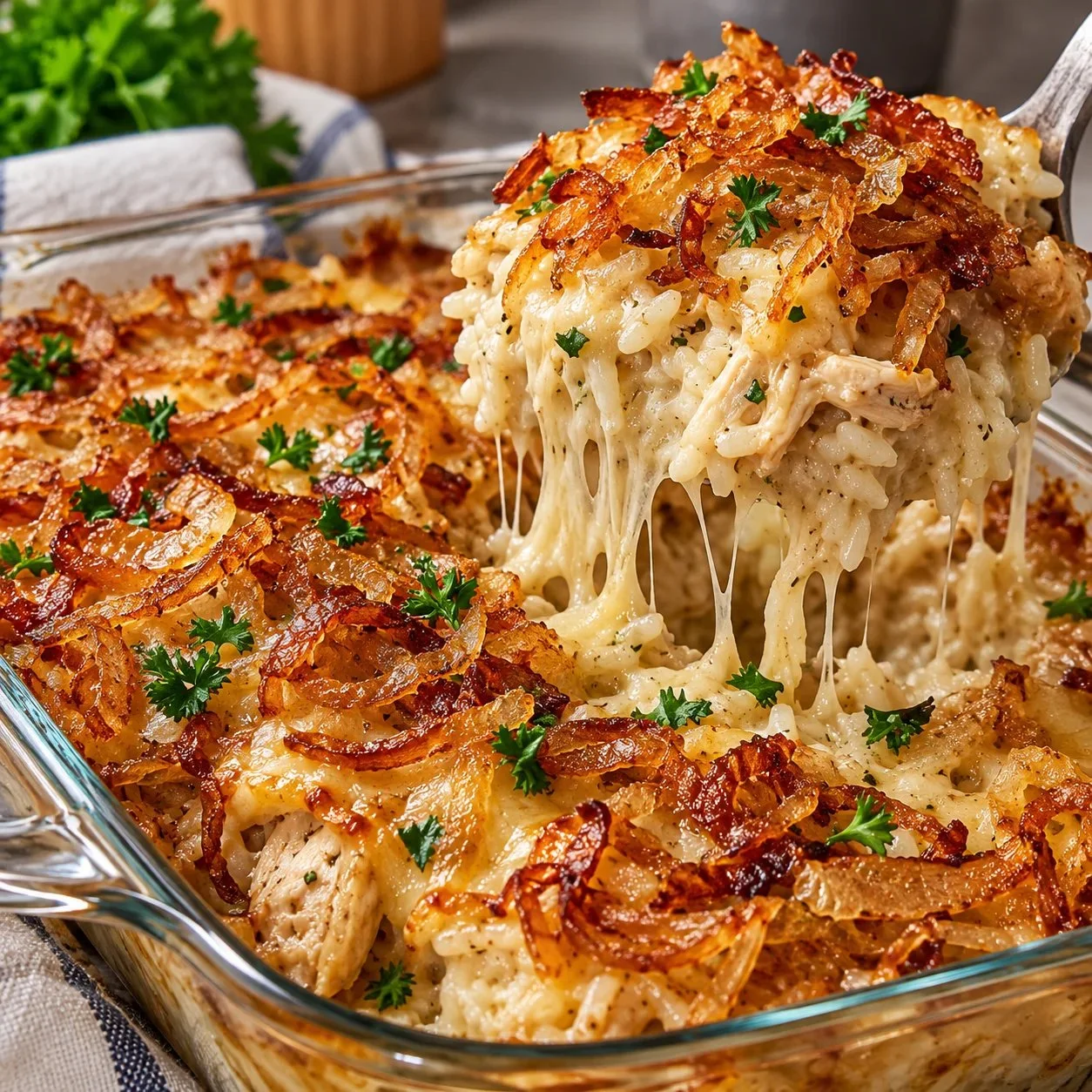 French Onion Chicken and Rice Casserole